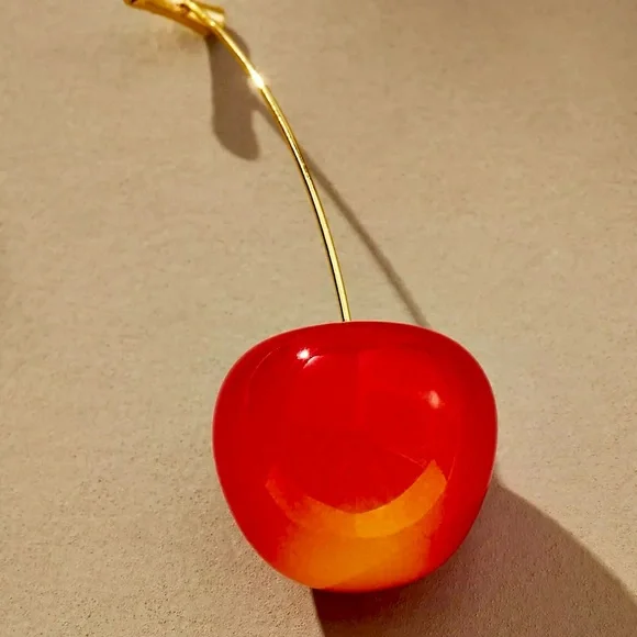 Red Cherry Drop Earrings Cute Acrylic Fruit Earrings Summer Spring Fashion - Picture 3 of 3